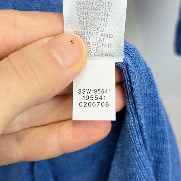 J. JILL Lightweight Knee Length Tunic Sweater V-Neck Side Slit Linen Bld Blue XS - Picture 8 of 9